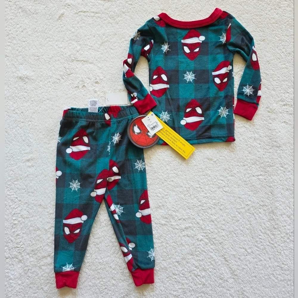 New Toddler Boy's 2pc Snuggly Soft Spider-Man Christmas Pajama Set, size 2t